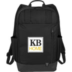 Laptop Daypack with Tarpaulin Base, 15.6 Inch Embroidery - Black - Front