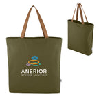 Larchmont Recycled Cotton Tote Bag, 9 oz - Olive with Brown - Colorbrite
