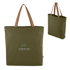 Larchmont Recycled Cotton Tote Bag, 9 oz - Olive with Brown - Embroidery