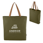 Larchmont Recycled Cotton Tote Bag, 9 oz - Olive with Brown - Silk Screen