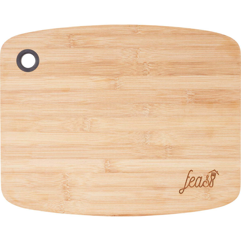 Large Bamboo Cutting Board with Silicone Grip, 15 x 12 Inches Laser Engraving - Black - Front 2