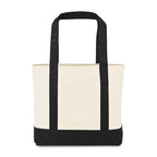 Large Canvas Tote with Deep Front Pocket - Black - View 3