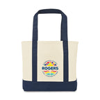 Large Canvas Tote with Deep Front Pocket Embroidery - True Navy - View 1