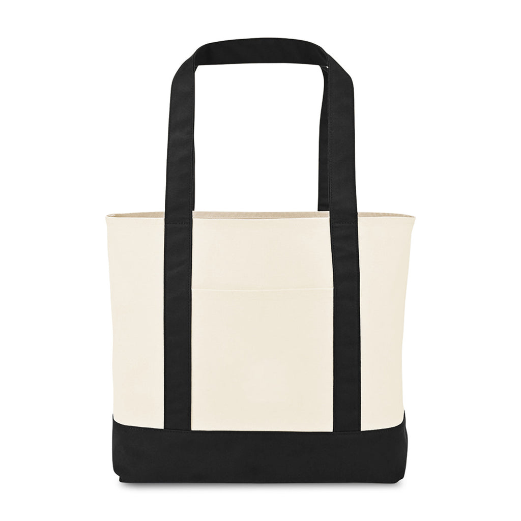 Large Canvas Tote with Deep Front Pocket Transfer - Black - View 3
