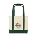 Large Canvas Tote with Deep Front Pocket Transfer - Green - View 1
