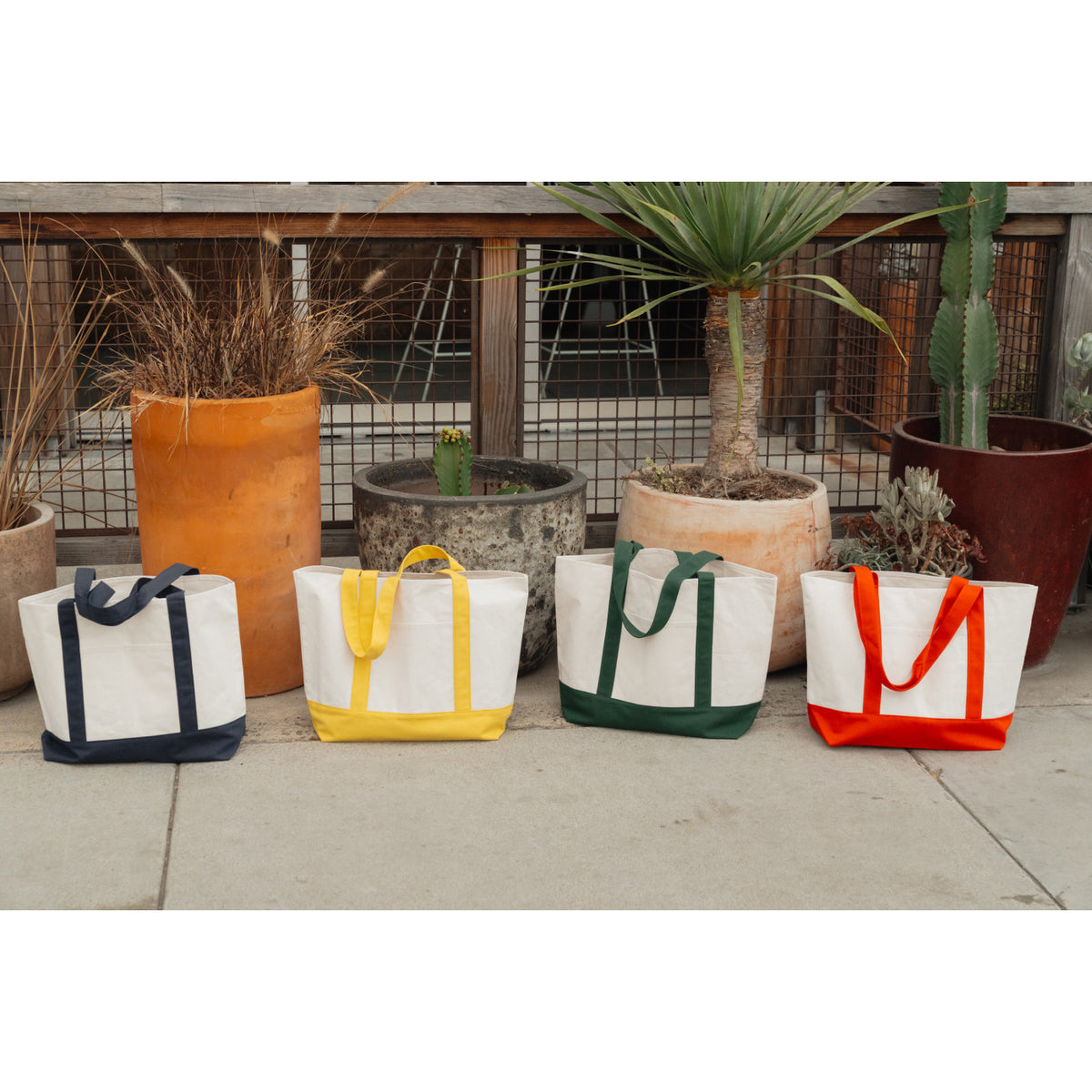 Large Canvas Tote with Deep Front Pocket Transfer - True Navy - View 5