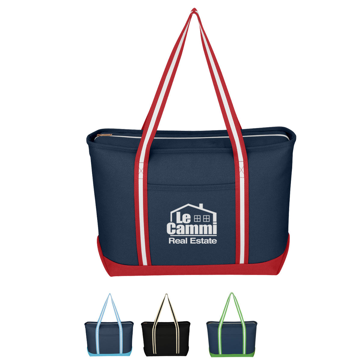 Large Cotton Canvas Admiral Tote Bag, 24 oz Embroidery