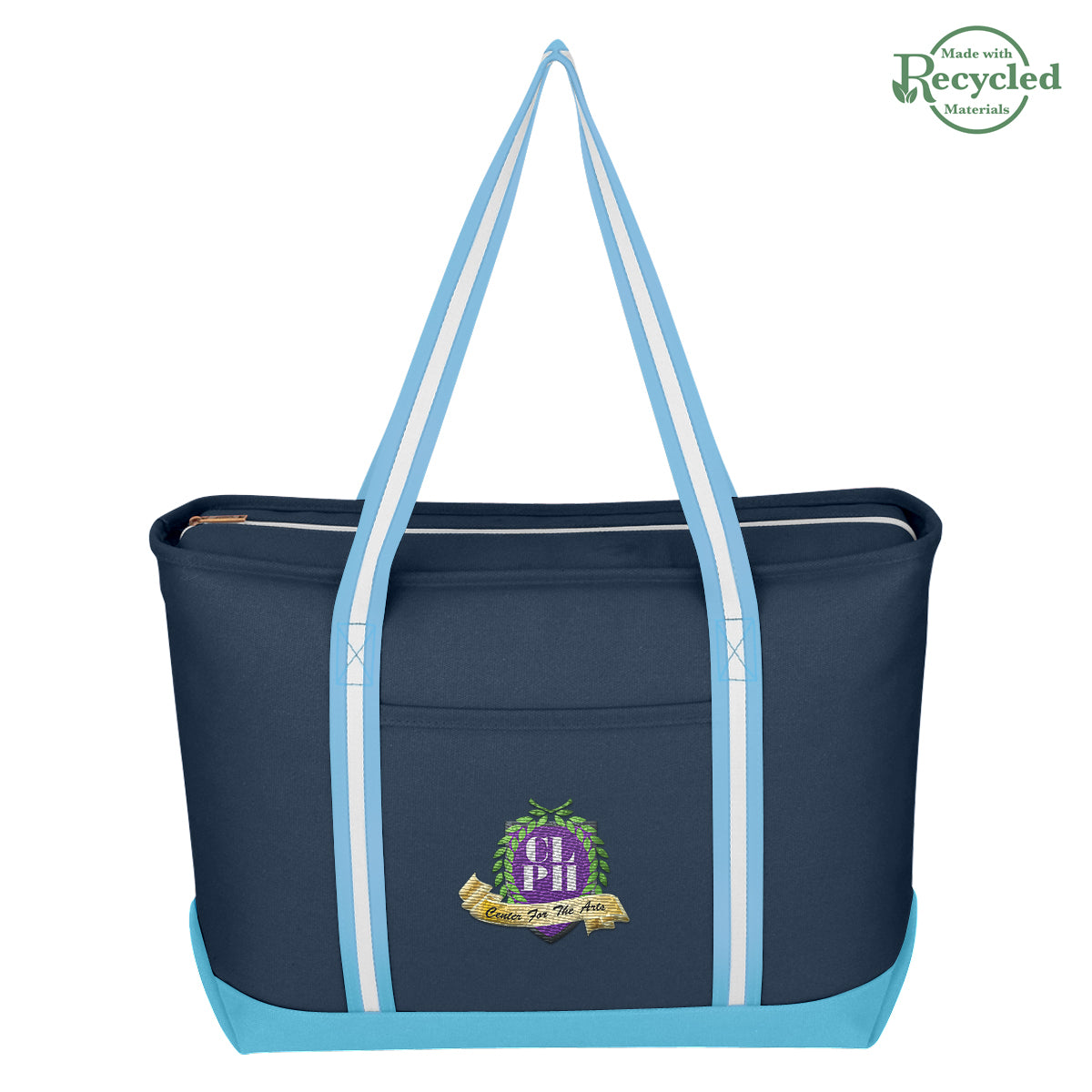 Large Cotton Canvas Admiral Tote Bag, 24 oz Embroidery - Embroidery
