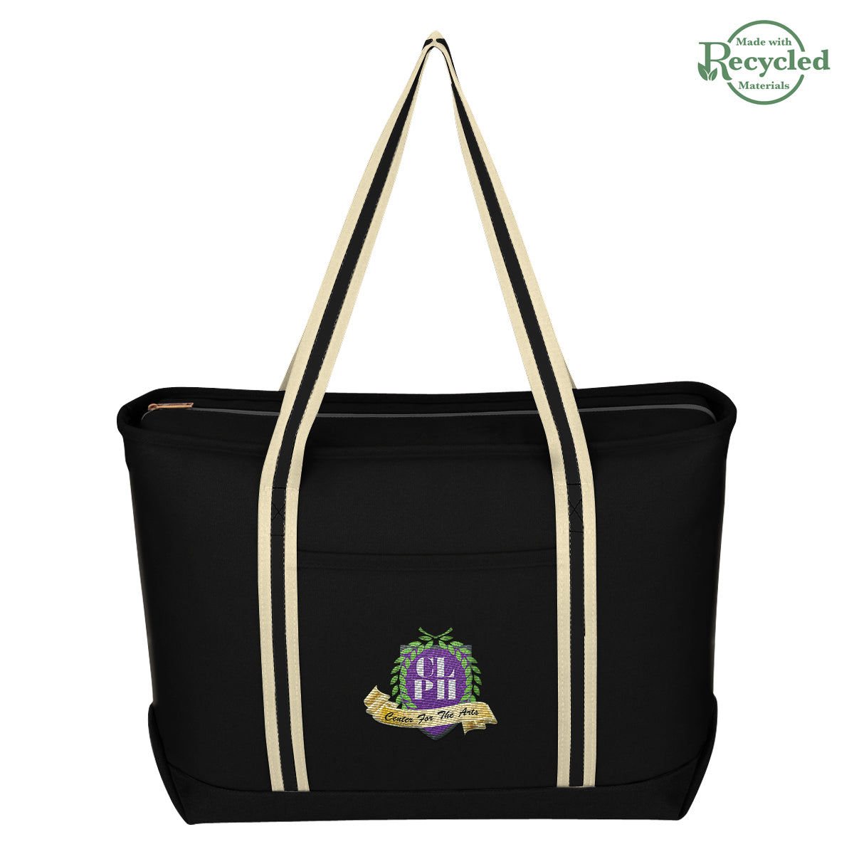 Large Cotton Canvas Admiral Tote Bag, 24 oz Embroidery - Embroidery