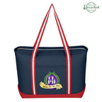 Large Cotton Canvas Admiral Tote Bag, 24 oz Embroidery - Navy with Red - Colorbrite