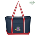 Large Cotton Canvas Admiral Tote Bag, 24 oz - Navy with Red - Embroidery