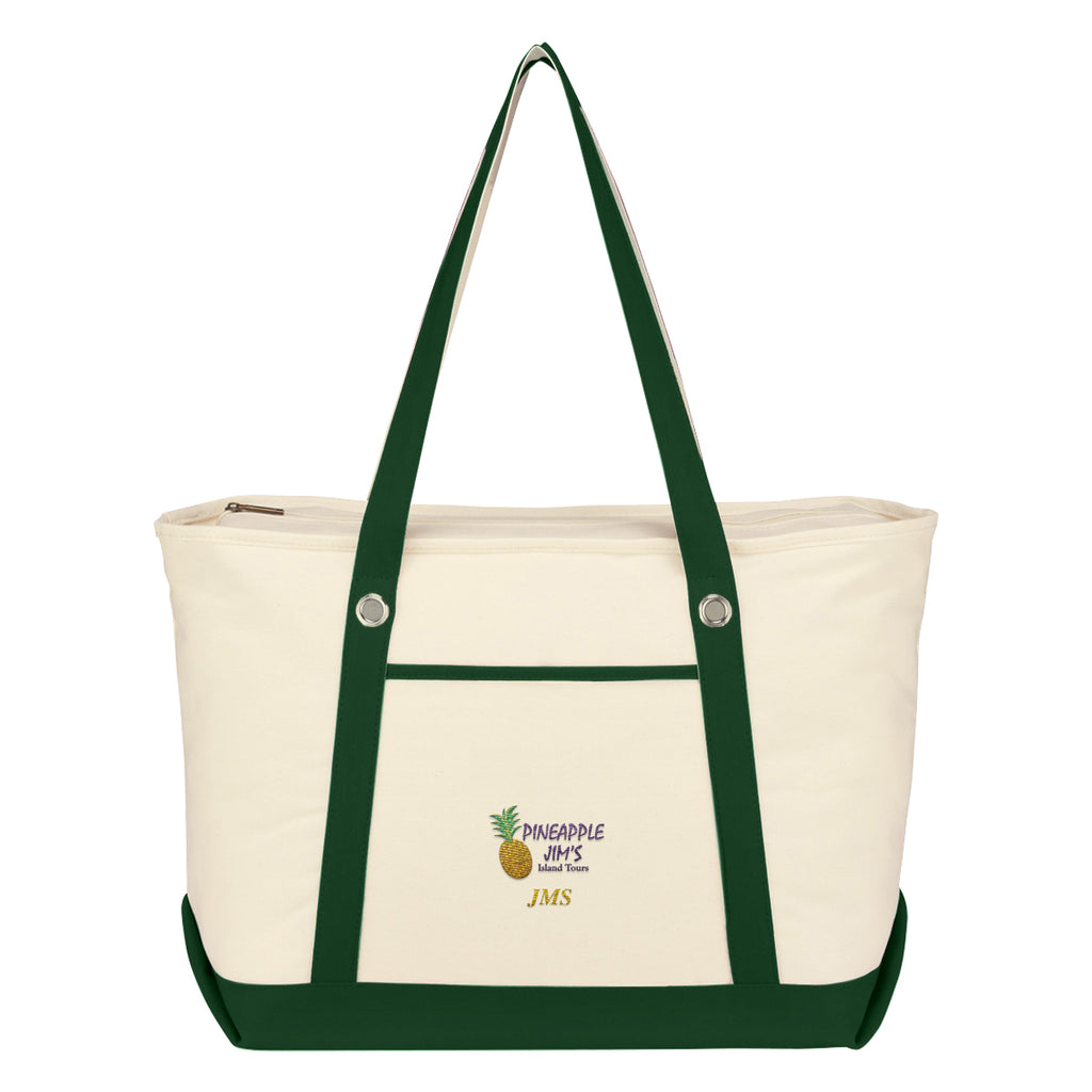 Large Cotton Canvas Sailing Tote Bag, 12 oz Embroidery - Embroidery