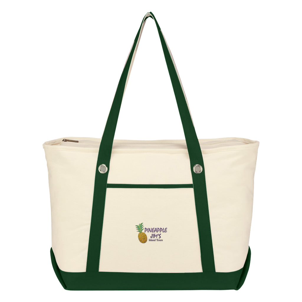 Large Cotton Canvas Sailing Tote Bag, 12 oz Embroidery - Embroidery