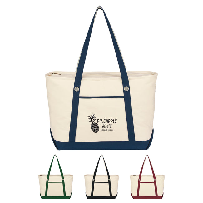 Large Cotton Canvas Sailing Tote Bag, 12 oz