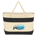 Large Cruising Recycled Canvas Tote, Rope Handles, 16 oz - Natural with Black - Colorbrite
