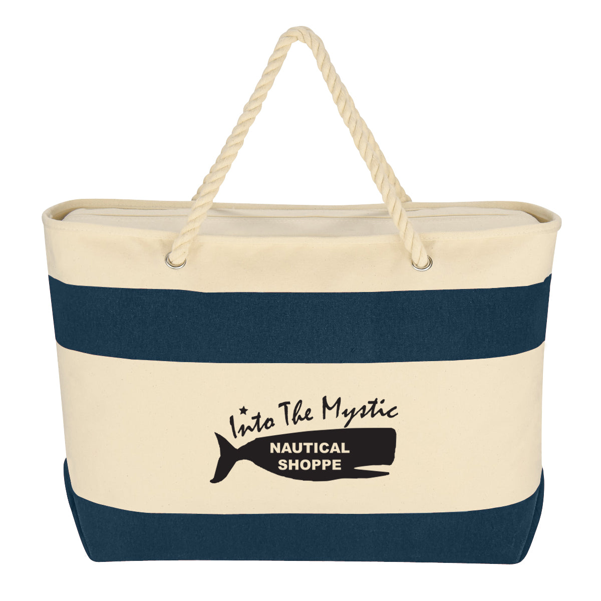 Large Cruising Recycled Canvas Tote, Rope Handles, 16 oz - Silk Screen