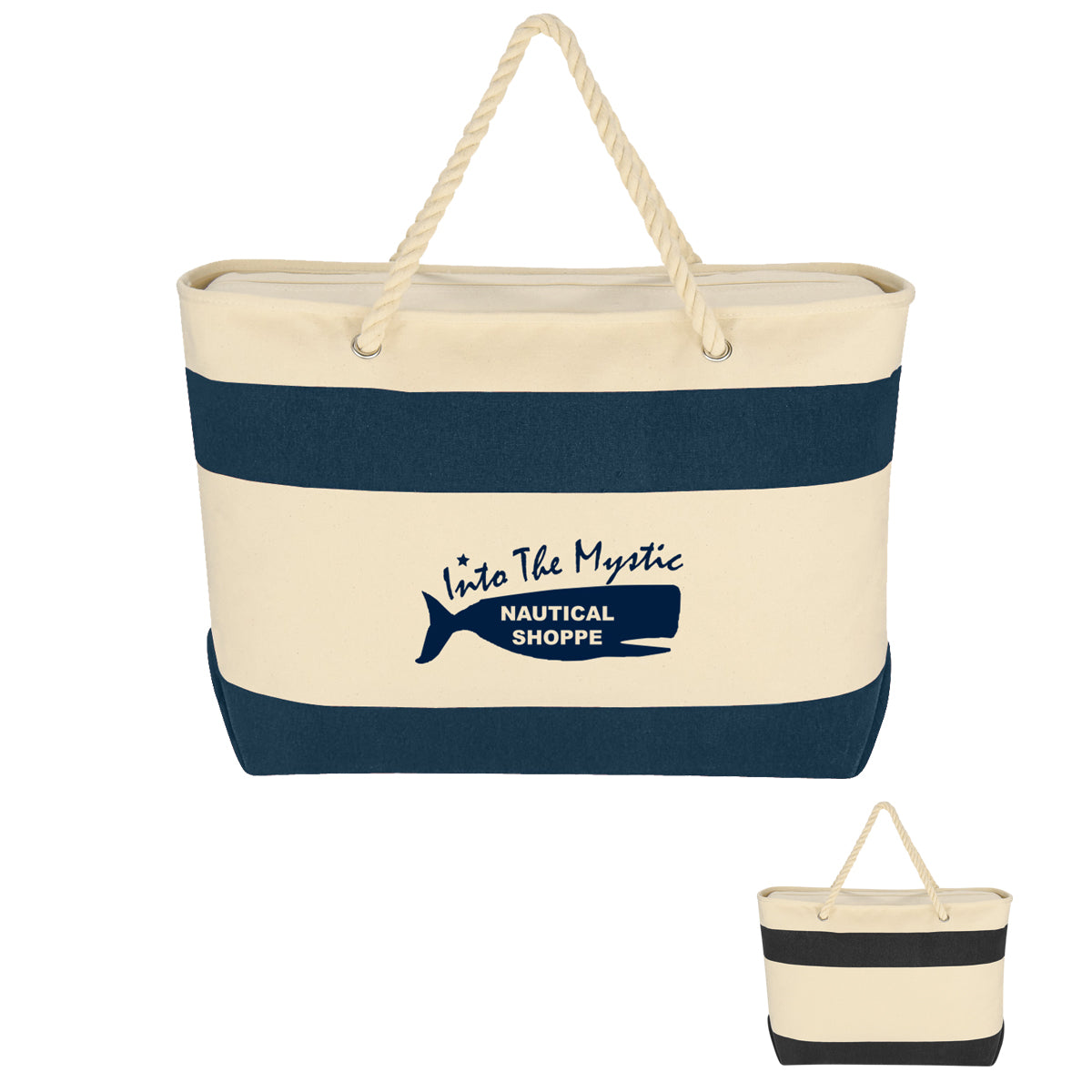 Large Cruising Recycled Canvas Tote, Rope Handles, 16 oz
