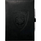 Large Leather-Look Hardcover Journal with 125 Sheets, 7 x 10 Inches Debossing - Black - Front