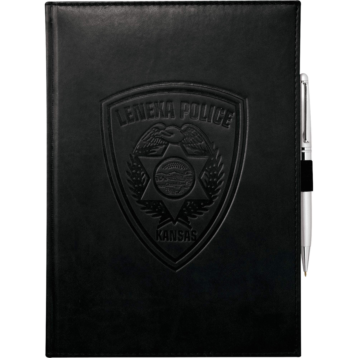 Large Leather-Look Hardcover Journal with 125 Sheets, 7 x 10 Inches Debossing - Black - Front