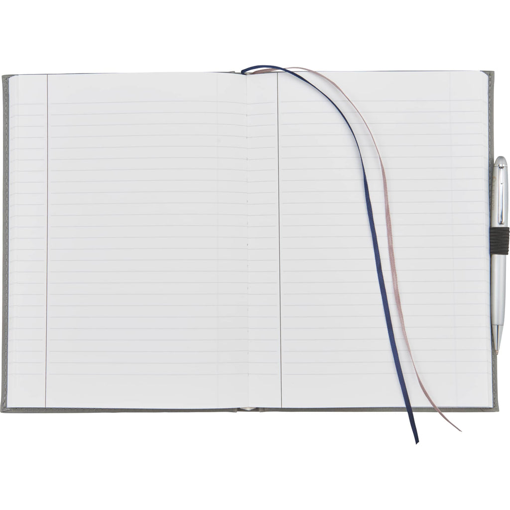 Large Leather-Look Hardcover Journal with 125 Sheets, 7 x 10 Inches Debossing - Gray - Front 2