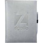 Large Leather-Look Hardcover Journal with 125 Sheets, 7 x 10 Inches Debossing - Gray - Front
