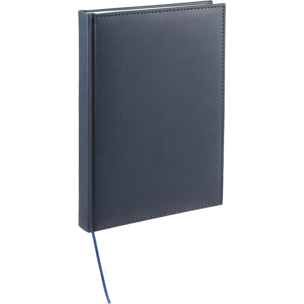 Large Leather-Look Hardcover Journal with 125 Sheets, 7 x 10 Inches Debossing - Navy - Right Angle