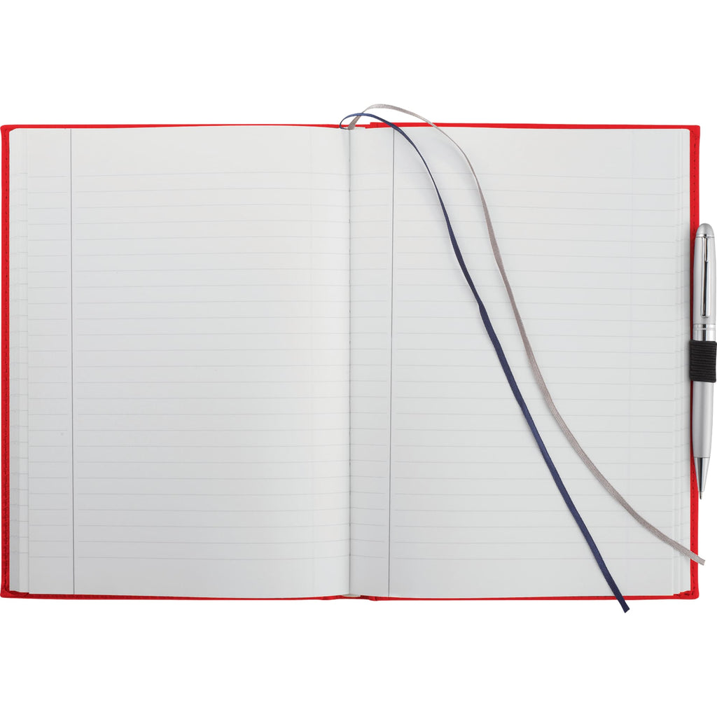 Large Leather-Look Hardcover Journal with 125 Sheets, 7 x 10 Inches Debossing - Red - Front 2