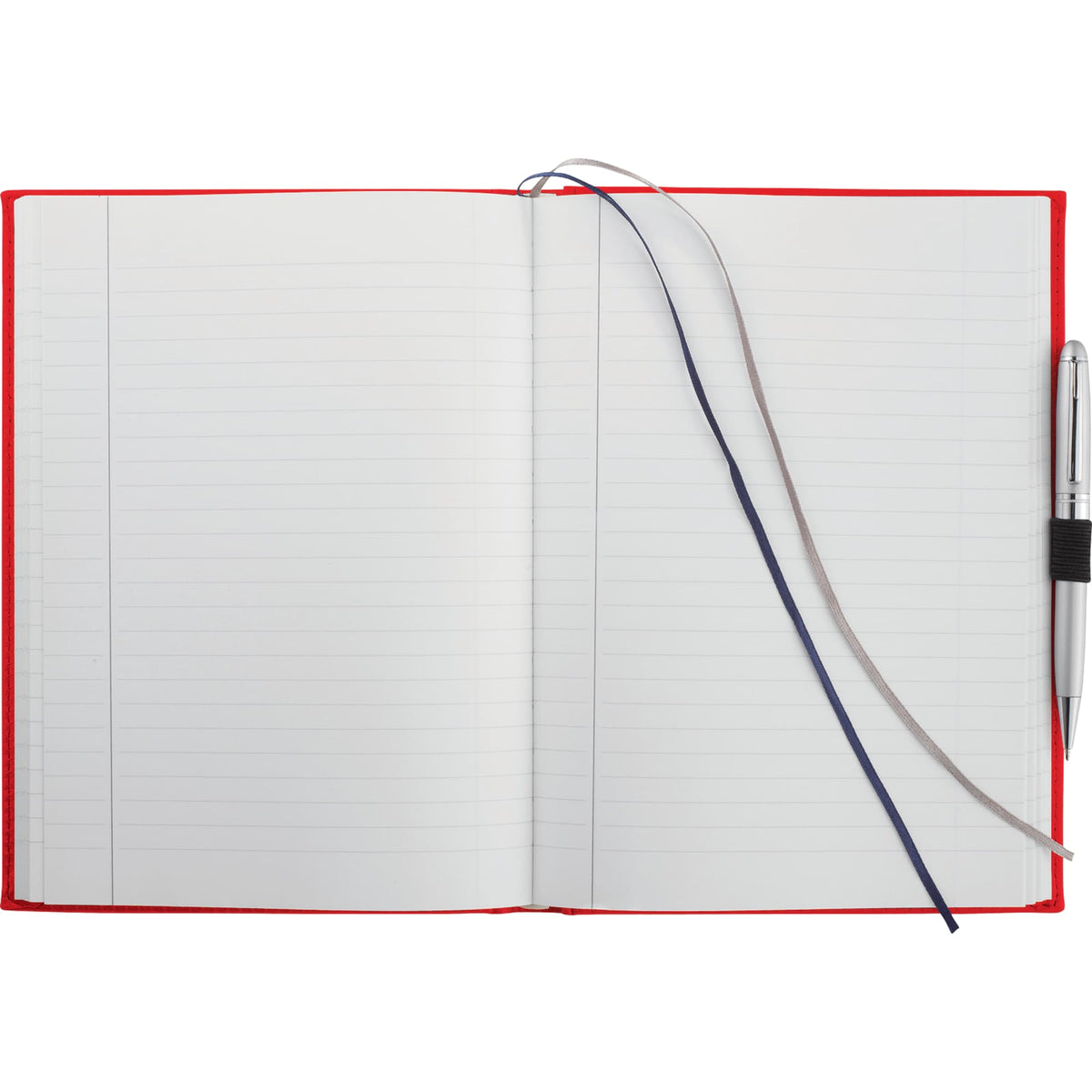 Large Leather-Look Hardcover Journal with 125 Sheets, 7 x 10 Inches Debossing - Red - Front 2