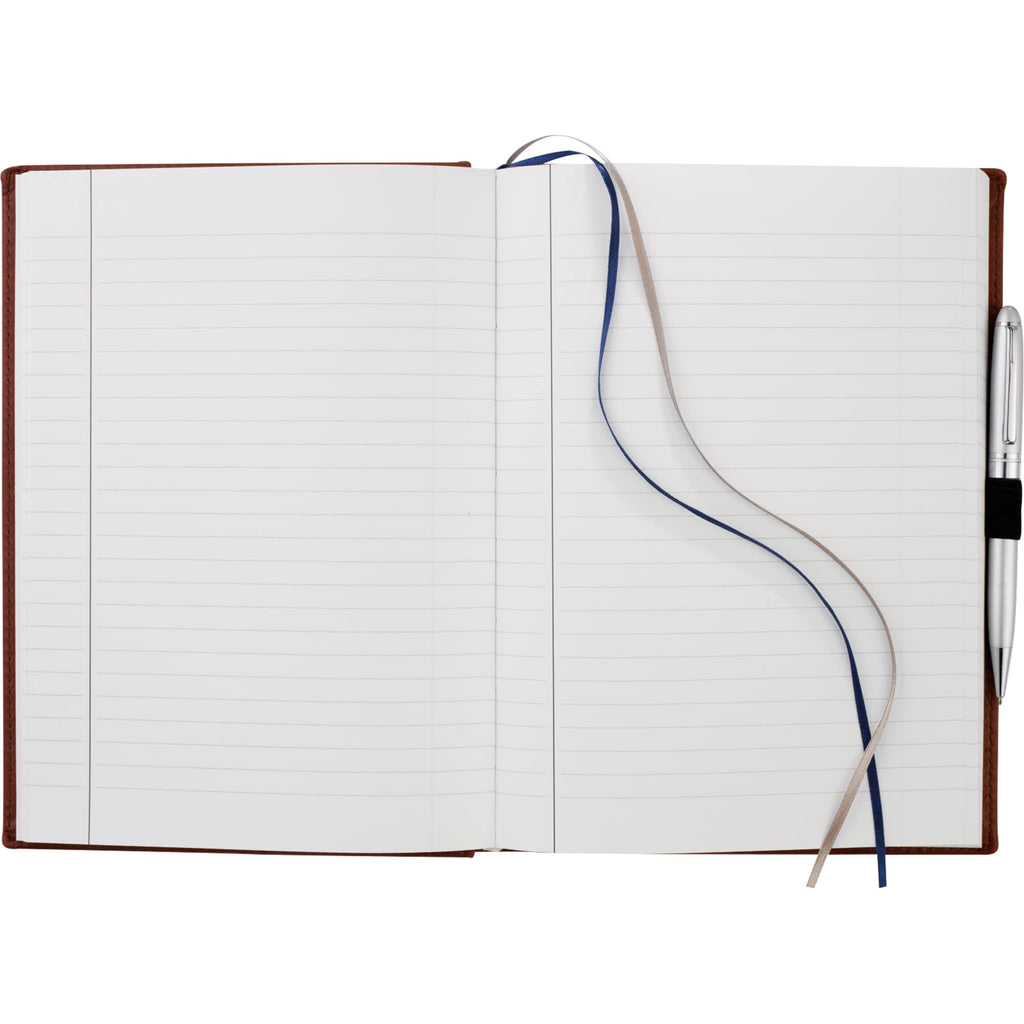 Large Leather-Look Hardcover Journal with 125 Sheets, 7 x 10 Inches Debossing - Terra Cotta - Front 2