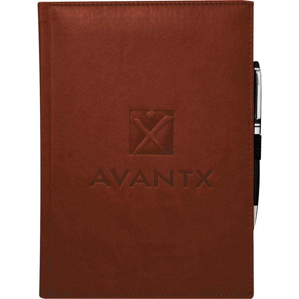 Large Leather-Look Hardcover Journal with 125 Sheets, 7 x 10 Inches Debossing - Terra Cotta - Front