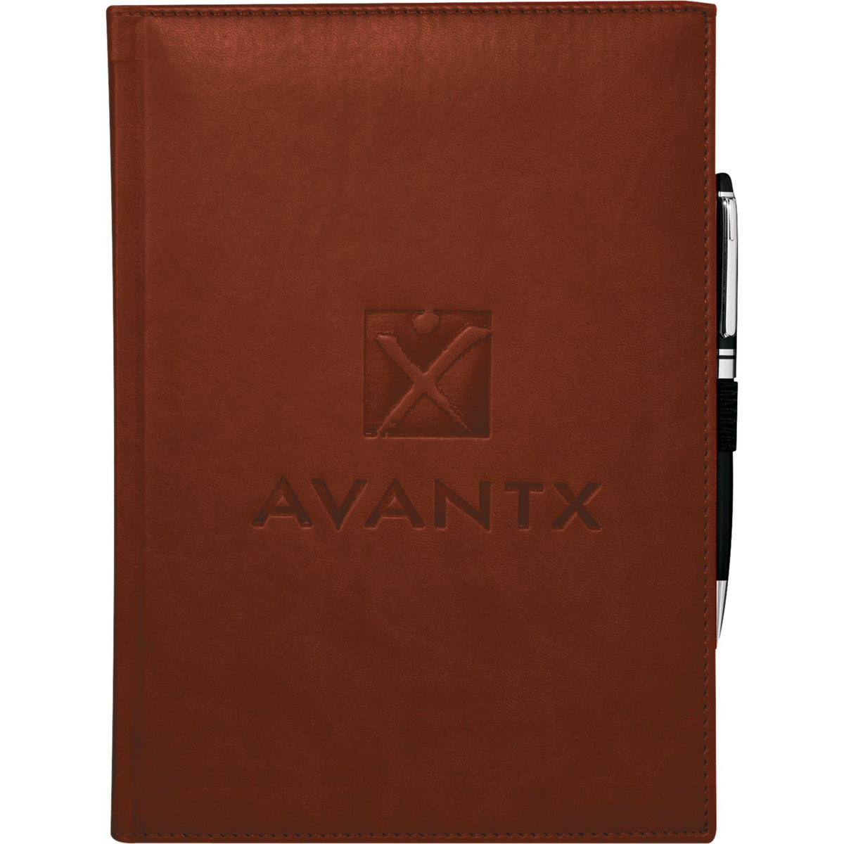 Large Leather-Look Hardcover Journal with 125 Sheets, 7 x 10 Inches Debossing - Terra Cotta - Front