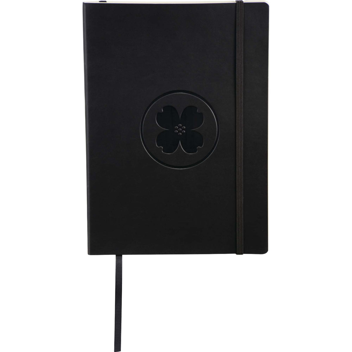 Large Leather-Look Soft Cover Journal, 6.75 x 9.5 Inches Debossing - Black - Front