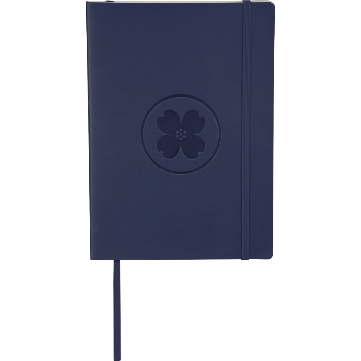 Large Leather-Look Soft Cover Journal, 6.75 x 9.5 Inches Debossing - Navy - Front