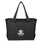 Large Recycled Cotton Yacht Tote Bag, 24 oz - Black - Silk Screen