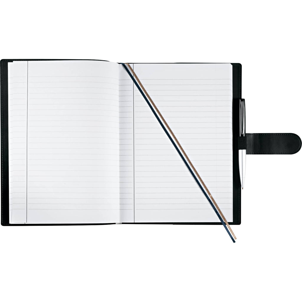 Large Refillable Journal with Tab and Loop Closure, 7 x 10 Inches Debossing - Black - Front 3