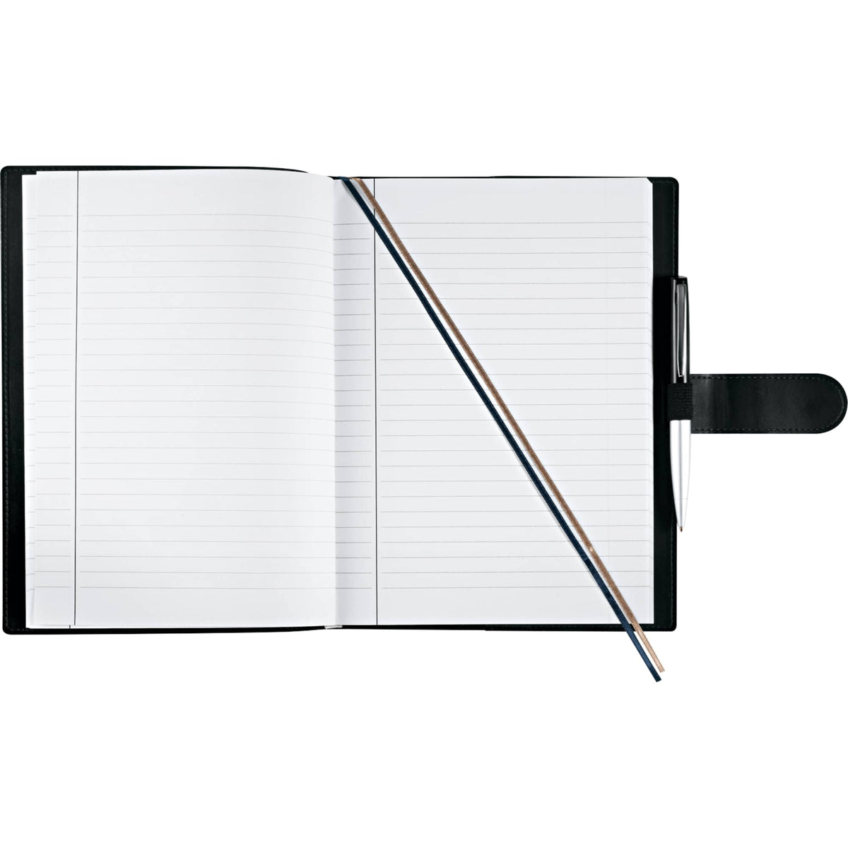 Large Refillable Journal with Tab and Loop Closure, 7 x 10 Inches Debossing - Black - Front 3