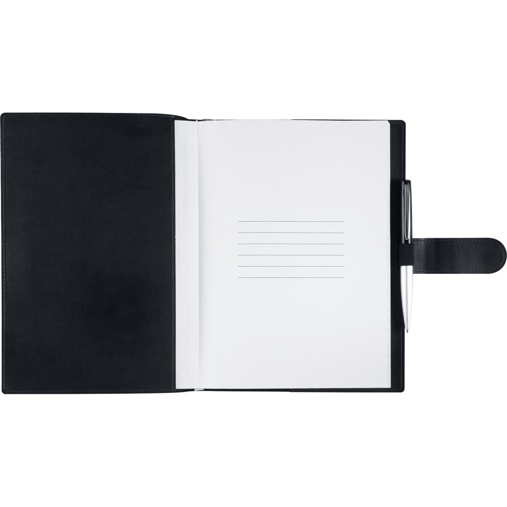 Large Refillable Journal with Tab and Loop Closure, 7 x 10 Inches Debossing - Black - Front 4