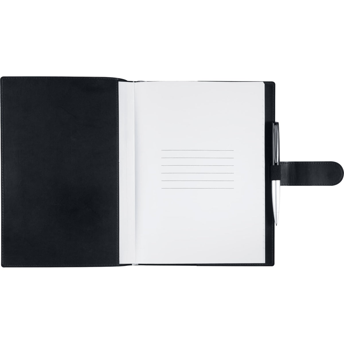 Large Refillable Journal with Tab and Loop Closure, 7 x 10 Inches Debossing - Black - Front 4