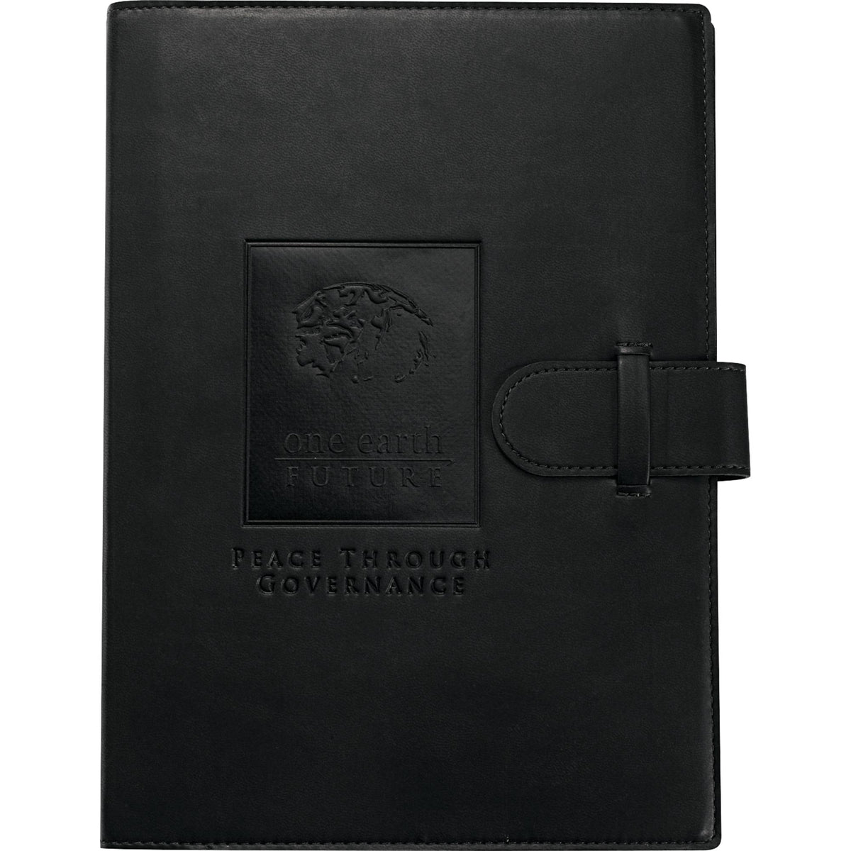 Large Refillable Journal with Tab and Loop Closure, 7 x 10 Inches Debossing - Black - Front