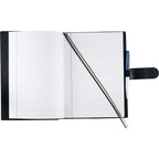 Large Refillable Journal with Tab and Loop Closure, 7 x 10 Inches Debossing - Navy - Front 3