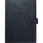 Large Refillable Journal with Tab and Loop Closure, 7 x 10 Inches Debossing - Navy - Front