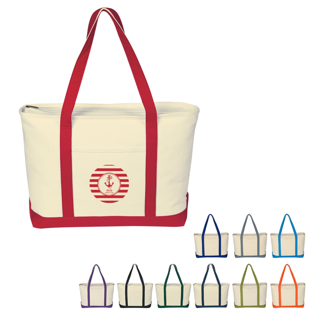 Large Starboard Recycled Cotton Canvas Tote Bag, 24 oz Embroidery - Custom Promotional Large Starboard 24 Oz. Recycled Cotton Canvas Tote Bag Embroidery