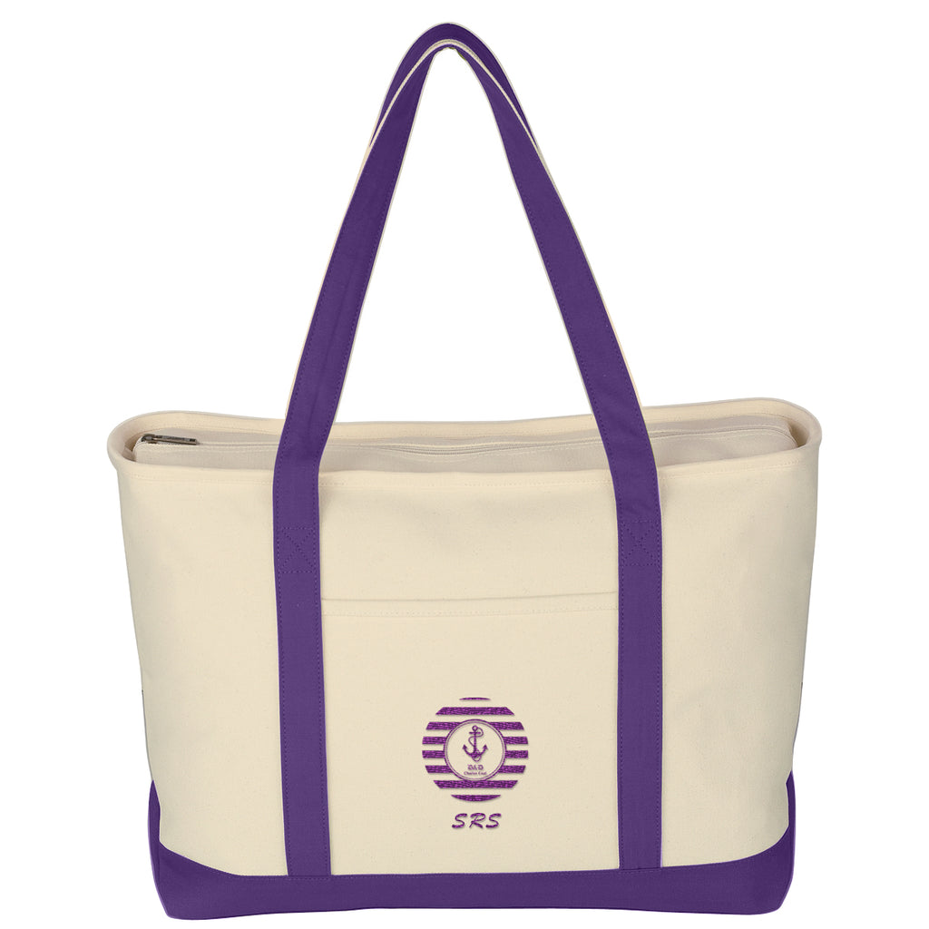 Large Starboard Recycled Cotton Canvas Tote Bag, 24 oz Embroidery - Embroidery