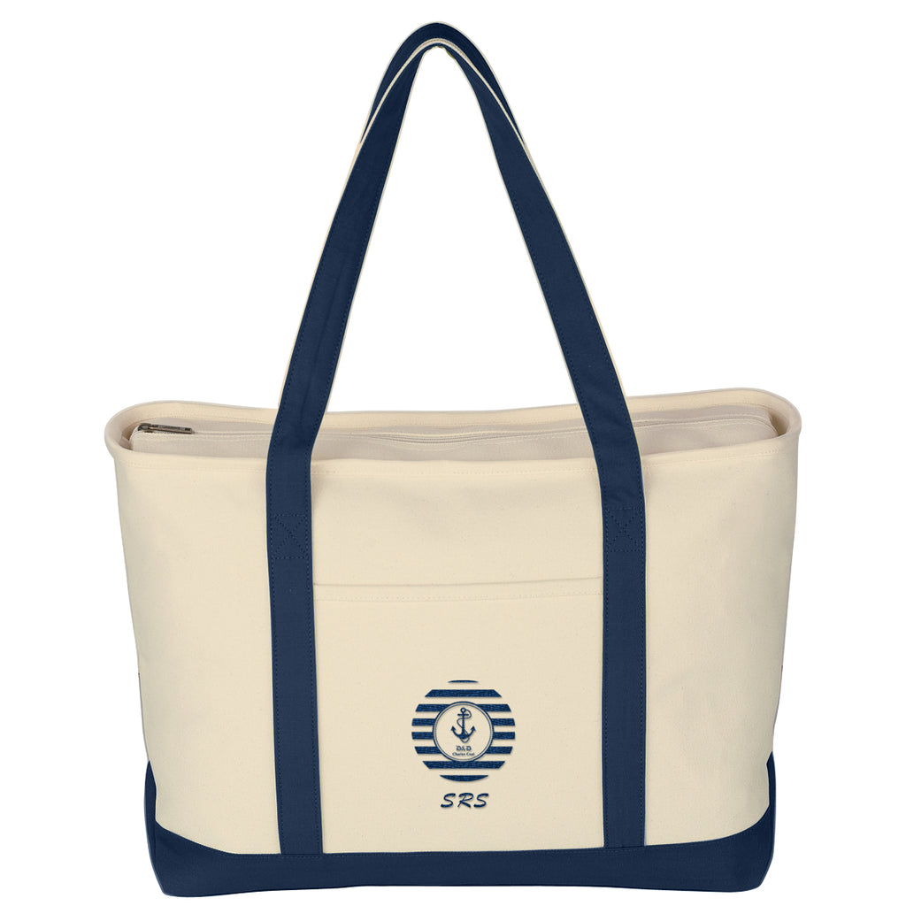 Large Starboard Recycled Cotton Canvas Tote Bag, 24 oz Embroidery - Embroidery
