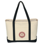 Large Starboard Recycled Cotton Canvas Tote Bag, 24 oz Embroidery - Natural with Black - Embroidery
