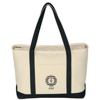 Large Starboard Recycled Cotton Canvas Tote Bag, 24 oz Embroidery - Natural with Black - Embroidery