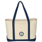 Large Starboard Recycled Cotton Canvas Tote Bag, 24 oz Embroidery - Navy - Embroidery