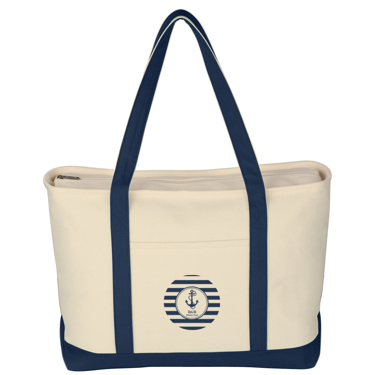 Large Starboard Recycled Cotton Canvas Tote Bag, 24 oz Embroidery - Navy - Silk Screen