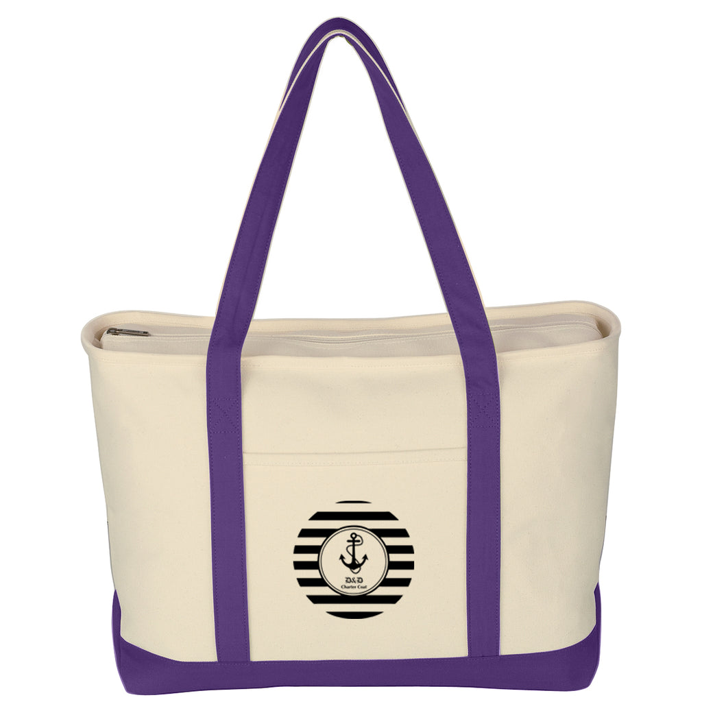 Large Starboard Recycled Cotton Canvas Tote Bag, 24 oz Embroidery - Purple - Silk Screen