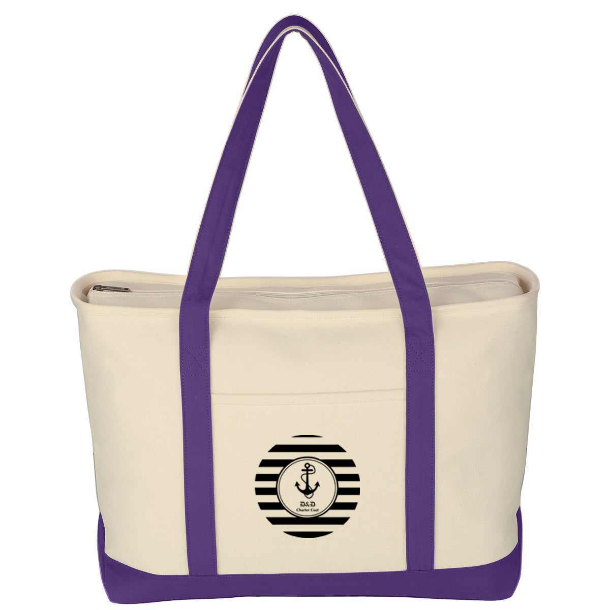 Large Starboard Recycled Cotton Canvas Tote Bag, 24 oz Embroidery - Purple - Silk Screen
